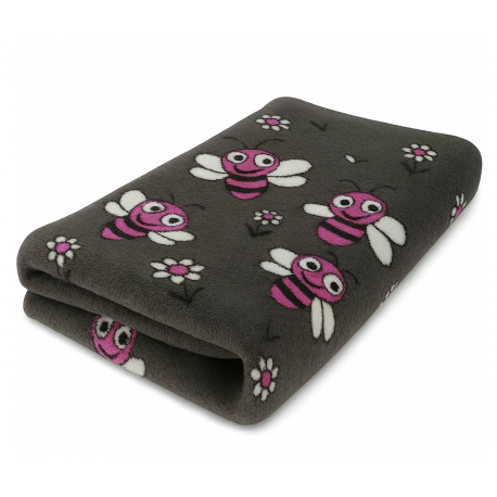 VET BED Tapis antidérapant Anthracite, Fushia & Abeilles