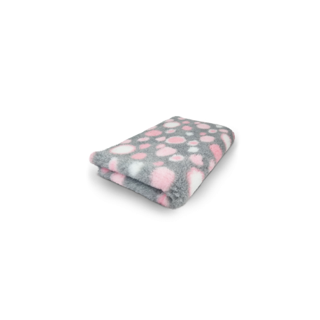Tapis antidérapant Gris & Ronds Rose/Blanc