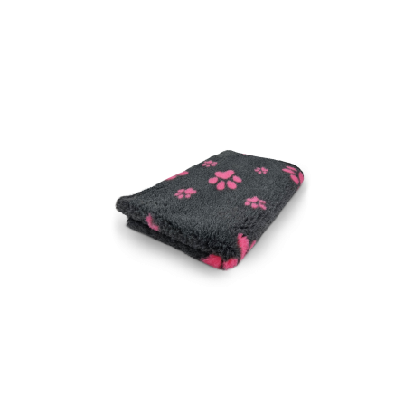 Tapis antidérapant Anthracite &Petites&Grandes Pattes Fuschia